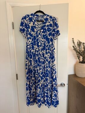 Zara Blue and White Floral Maxi Dress